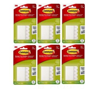 Command Picture Damage Free Hanging Strips 4 lbs White Small 4 Strips Lot of 6